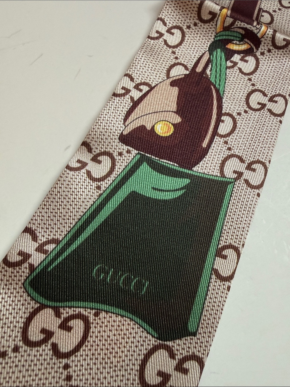 Beige Brown Monogram Twilly with Red/Green Bag Motif - Picture 12 of 14